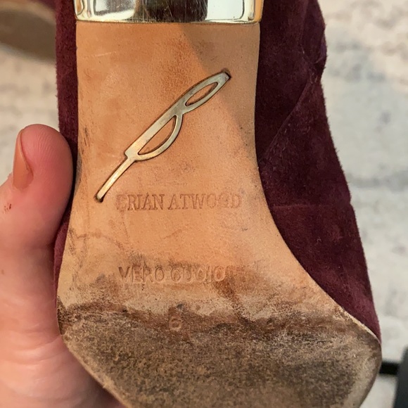 Brian Atwood Maroon Suede Booties Size 6 - Picture 6 of 6